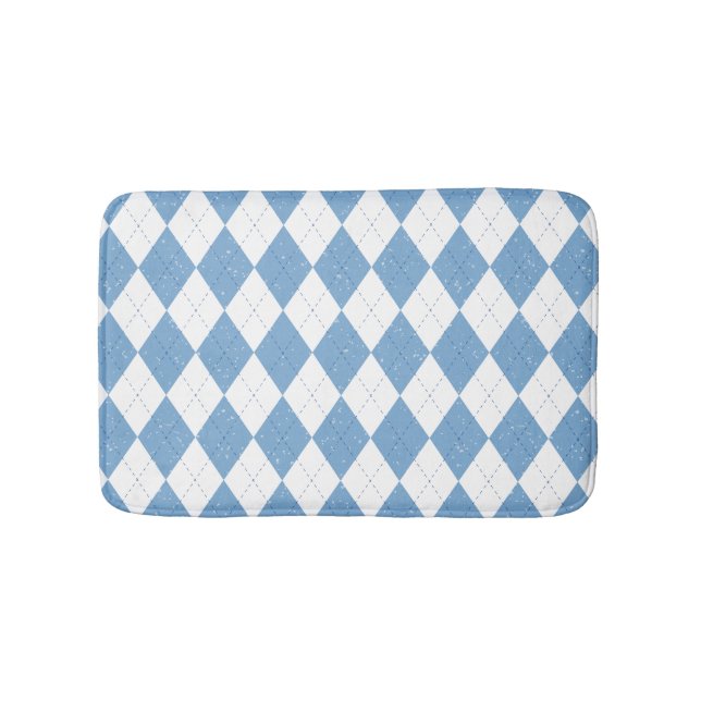 Tapete De Banheiro Blue and White Diamond Geometric Pattern (frente)
