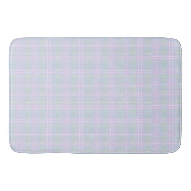 Tapete De Banheiro  Blue Aqua Praire Plaid (Frente)