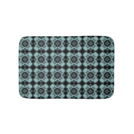 Tapete De Banheiro Blue Black Checker Argyle Pattern