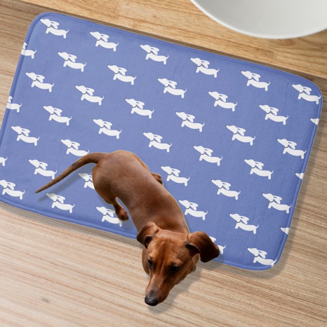 Tapete De Banheiro Blue Dachshund Bath Mat (Dachshund themed restroom)