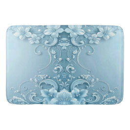 Tapete De Banheiro Blue Decorative Floral Bath Mat