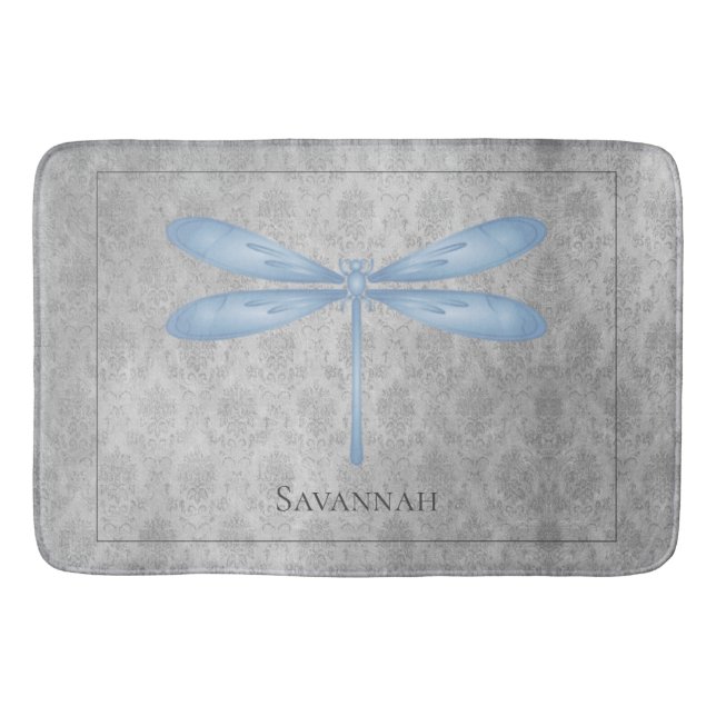 Tapete De Banheiro Blue Dragonfly Damask (Frente)