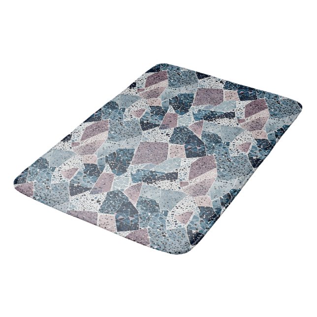 Tapete De Banheiro Blue e Mauve Abstrato Terrazzo Design (Angulado)