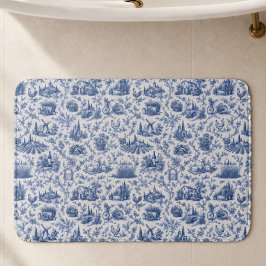 Tapete De Banheiro Blue French Toile Countryside Rose Branch Pattern