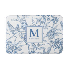 Tapete De Banheiro Blue French Toile Monogram Name