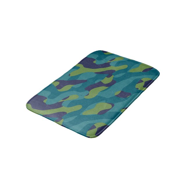 Tapete De Banheiro Blue Green and Teal Camo Abstract (Angulado)