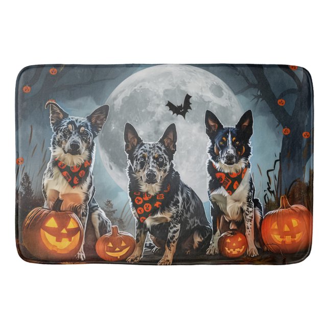 Tapete De Banheiro Blue Heeler Halloween Spooky (Frente)