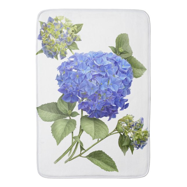 Tapete De Banheiro Blue Hydrangea Flower Botanical Art (Frente Vertical)