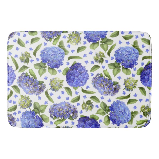 Tapete De Banheiro Blue Hydrangeas All Over Floral Pattern (Frente)