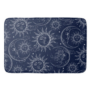 Tapete De Banheiro Blue Magic Vintage Celestial Sol Lua Estrelas