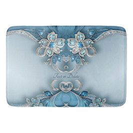 Tapete De Banheiro Blue Ornate Floral Bath Mat