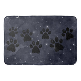 Tapete De Banheiro Blue Paw Stars Moon Watercolor