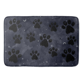 Tapete De Banheiro Blue Paw Stars Moon Watercolor