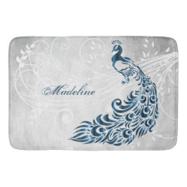 Tapete De Banheiro Blue Peacock Personalizado Bath Mat