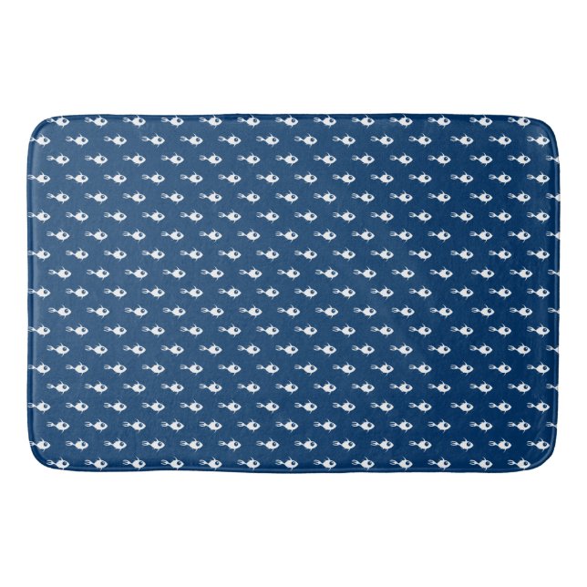 Tapete De Banheiro Blue School of Fish Pattern Mat (Frente)