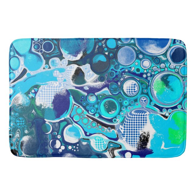 Tapete De Banheiro Blue Sea Bubbles Abstrato Art (Frente)