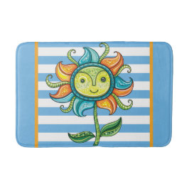 Tapete De Banheiro Blue Sunflower Bath Mat