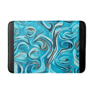 Tapete De Banheiro Blue Swirls Digital Abstrato Art