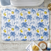 Blue Toile Palm Trees Lemons 