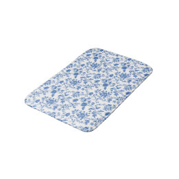 Tapete De Banheiro Blue White Floral Toile Pattern