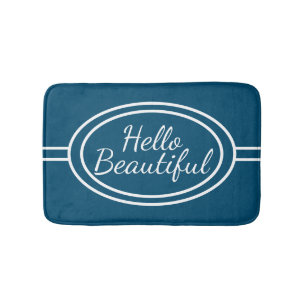 Tapete De Banheiro Blue & White Hello Linda Bath Mat