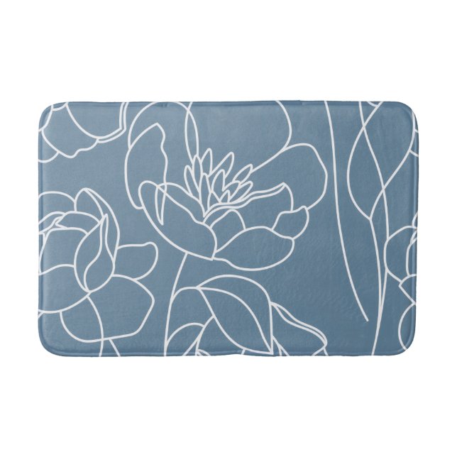 Tapete De Banheiro Blue White Modern Wildflower (Frente)