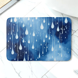 Tapete De Banheiro Blue White Nature Raindrots Padrão Bath Mat