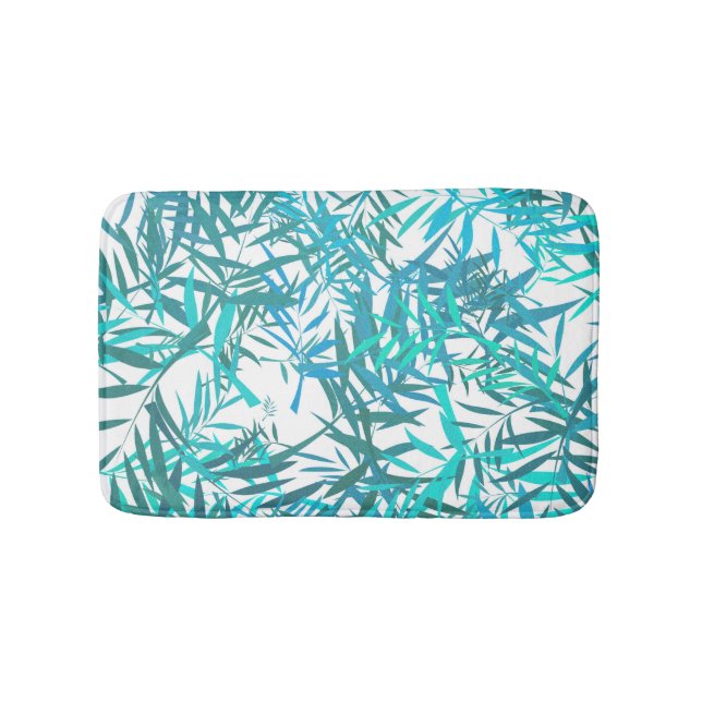 Tapete De Banheiro Blue Willow Leaves Bath Mat (frente)
