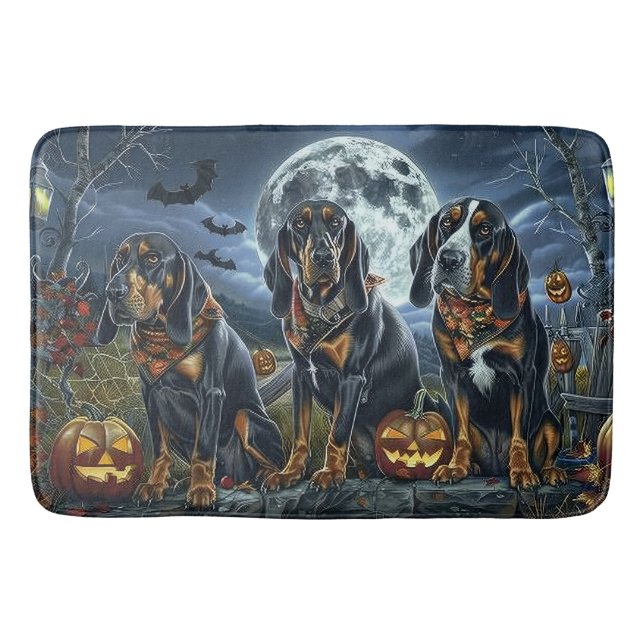 Tapete De Banheiro Bluetick Coonhound Halloween Spooky (Frente)