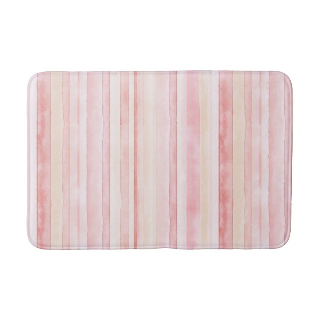 Tapete De Banheiro Blush Pink Cream Stripes (Frente)