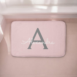 Tapete De Banheiro Blush Rosa Cinza Moderno Roteiro Nome Monograma Fe