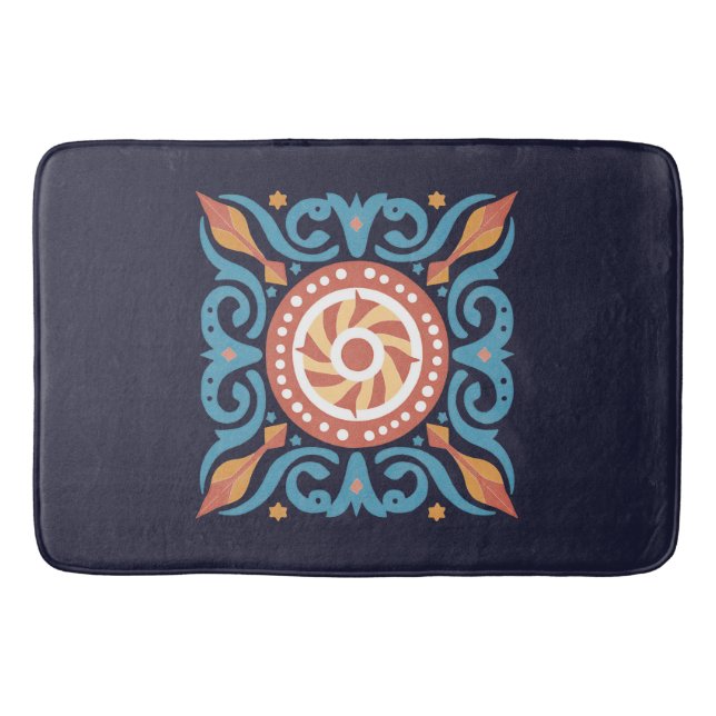 Tapete De Banheiro Boho Azulejo Bath Mat (Frente)