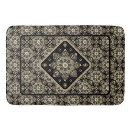 Tapete De Banheiro Boho Bathmat Sepia e BlackMedallions em preto
