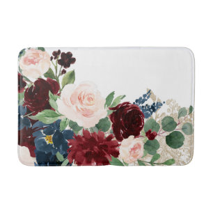 Tapete De Banheiro Boho Bloom Padrão Elegante de Shimmer Vermelho e