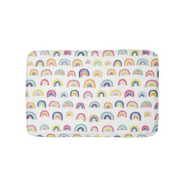 Tapete De Banheiro Boho Branco Multi Arco-íris