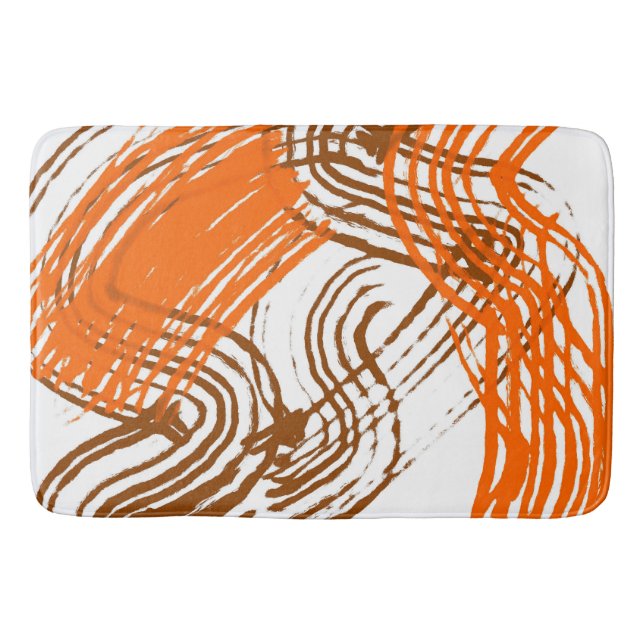 Tapete De Banheiro Boho Brown, Design Abstrato Laranja (Frente)
