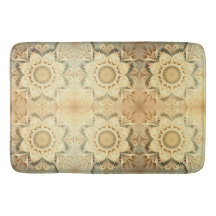 Boho Cream Swirl Hearts Design Bath Mat