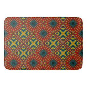 Tapete De Banheiro Boho Geométrico Castanho Vermelho Amarelo Azul Tri