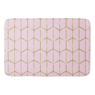 Tapete De Banheiro Boho Pink Hexágono Dourado & Glam Geométrico