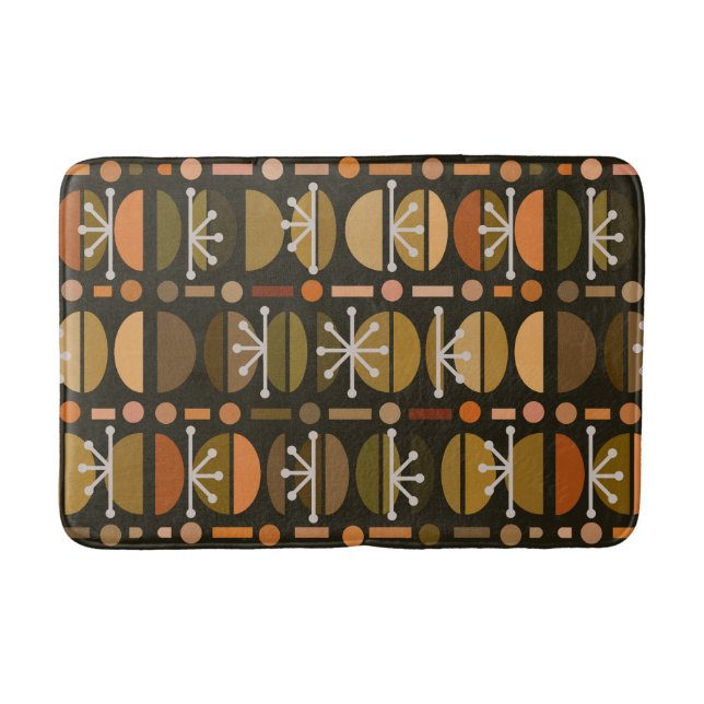 Tapete De Banheiro Boho Retro Bowls Lines Dark Earth Tones (Frente)