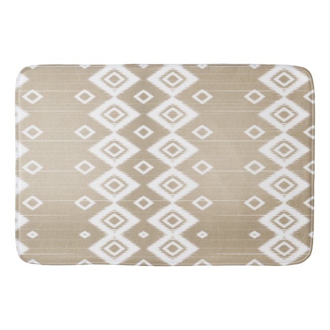 Tapete De Banheiro Boho Tribal Beige White Geométrico (Frente)