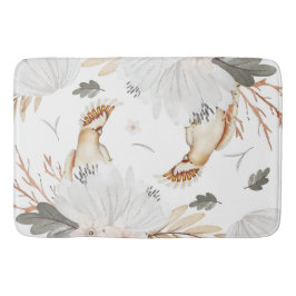 Tapete De Banheiro Boho Watercolor Flores e Aves Elegante