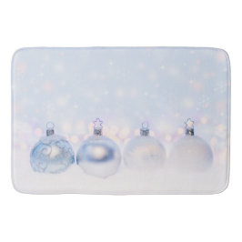 Tapete De Banheiro Bolas de Natal de Prata Festiva na Neve