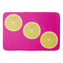 Tapete De Banheiro Bold Lemon Slice Pink Citrus Bath Mat