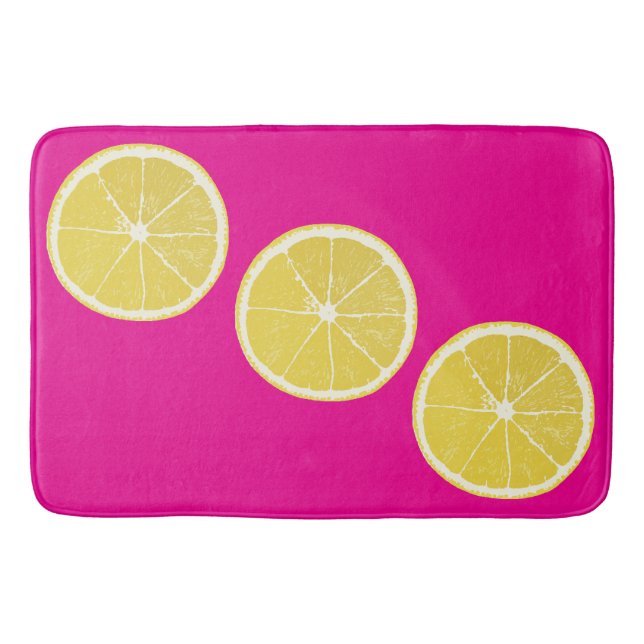 Tapete De Banheiro Bold Lemon Slice Pink Citrus Bath Mat (Frente)