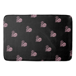 Tapete De Banheiro Bold Pink e Black Filigree Heart Mat