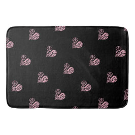 Tapete De Banheiro Bold Pink e Black Filigree Heart Mat