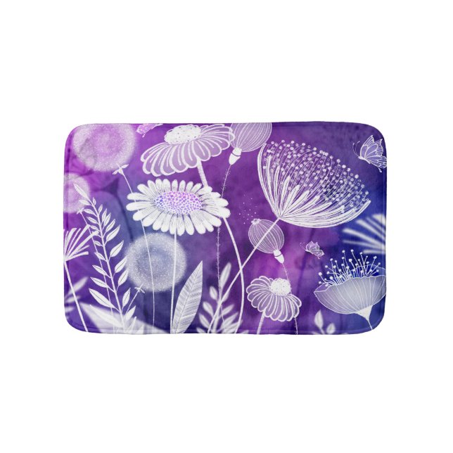Tapete De Banheiro Bold Purple and Violet Wild Flower Art (frente)
