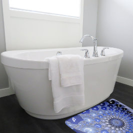 Tapete De Banheiro Bolhas Fractais de Omã Azul abstrato