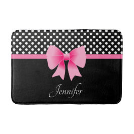 Tapete De Banheiro Bolinhas Arco Cor-De-Rosa E Pretas